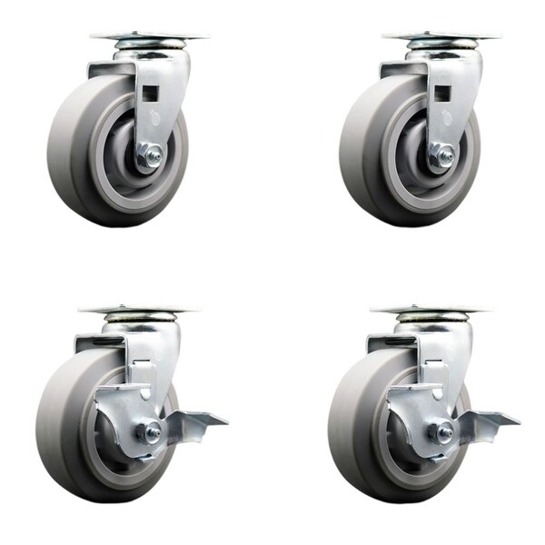 Tool Box Caster Wheel Set 5'' Thermoplastic Rubber Swivel Casters, 4PK